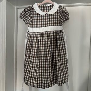 Edgehill Collection Brown and White Gingham Peter Collar Dress size 4T